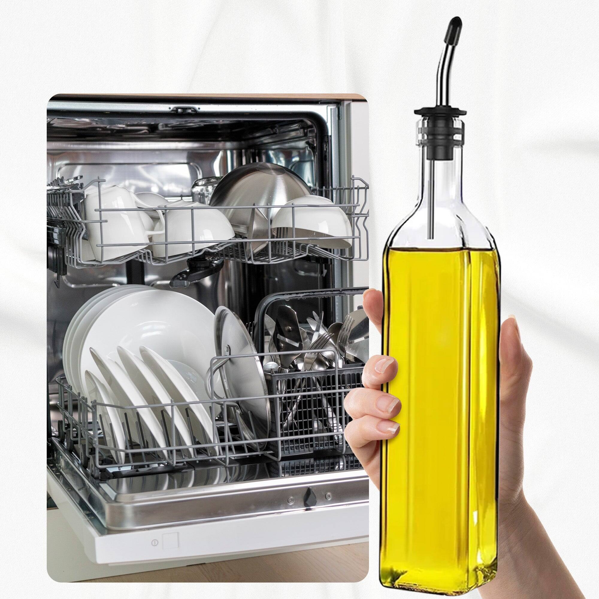 Alt View 3. Cheer Collection - 2 Pack Glass Olive Oil Dispenser Set 17oz with Funnel Brush Spouts and Labels - Clear.