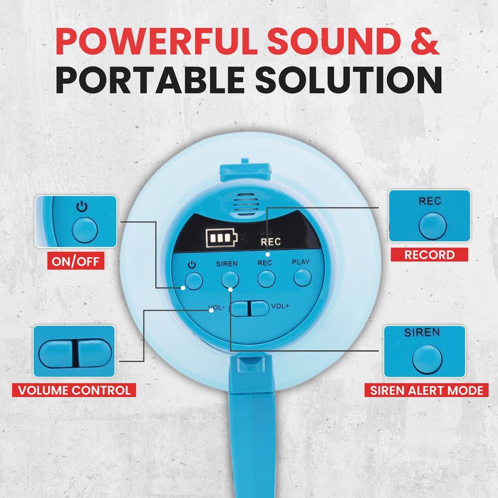 POWERFUL SOUND & PORTABLE SOLUTION

- ON/OFF
- VOLUME CONTROL
- REC
- PLAY
- SIREN
- SIREN ALERT MODE
- RECORD