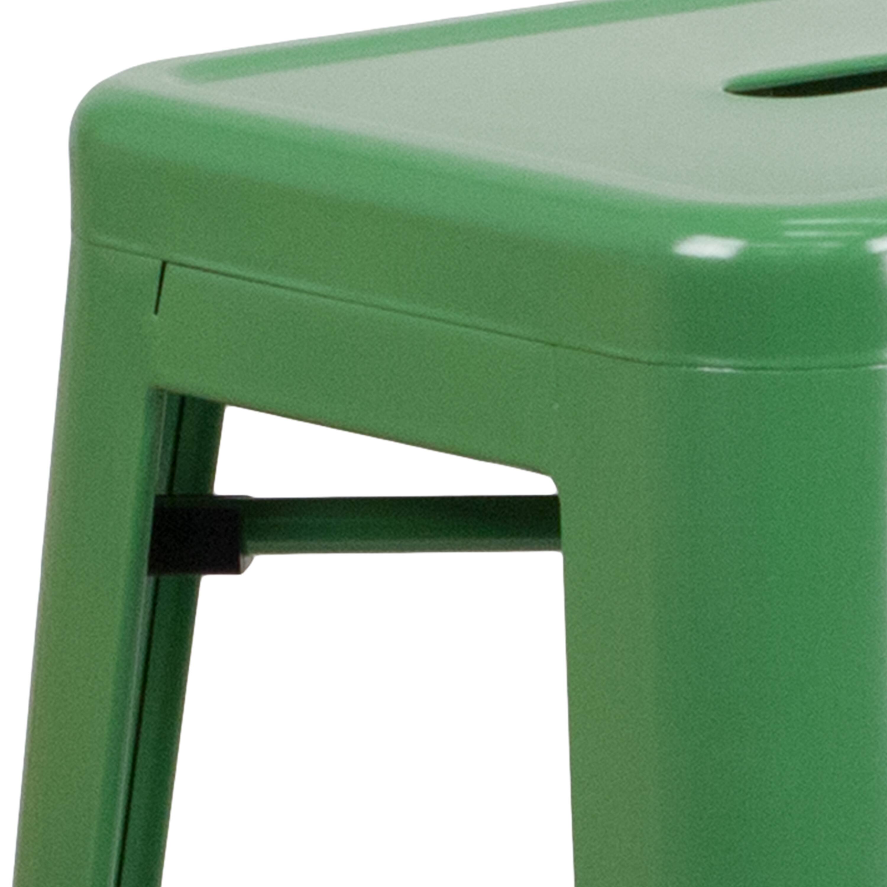 Alt View 5. Emma + Oliver - Commercial Grade 30"H Backless Metal Indoor-Outdoor Barstool with Square Seat - Green.