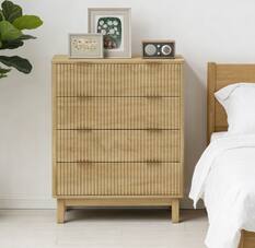 Front. Forest'nSky - Natural Wood 4 drawer 27.6 in. Wide Chest of Drawers for Living Room - Natural.