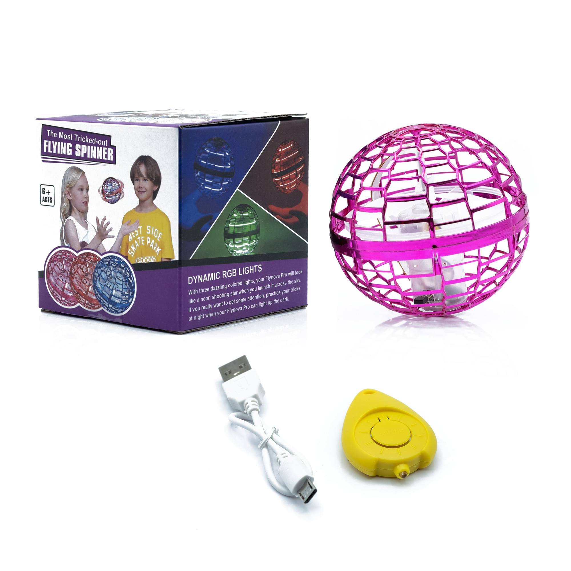 The Most Tricked-out FLYING SPINNER  
8+ AGES  

DYNAMIC RGB LIGHTS  
With three dazzling colored lights, your Flying Spinner will look like a neon shoot star! Practice your tricks in the daylight and at night when your Flying Pro can light up the dark.