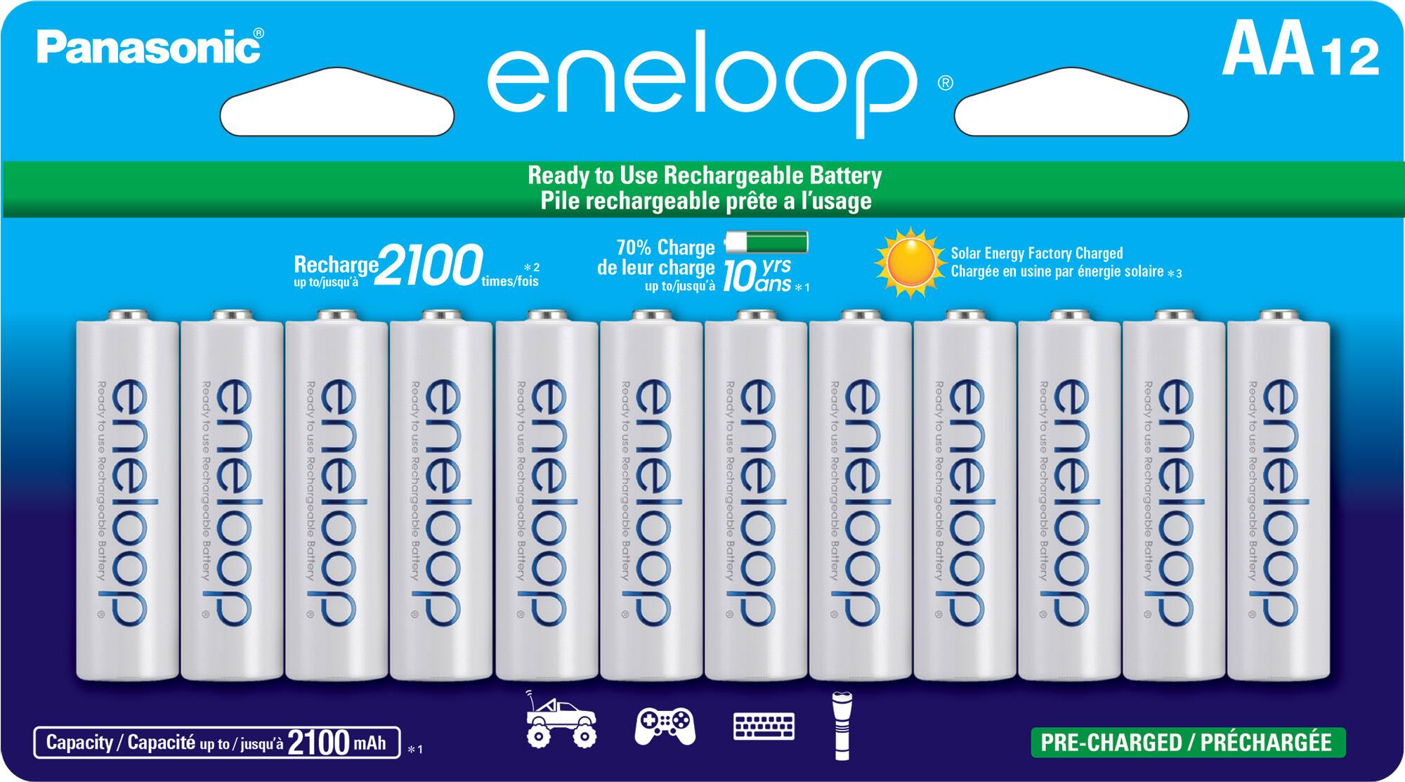 Panasonic - eneloop AA 12 Pk Rechargeable Batteries