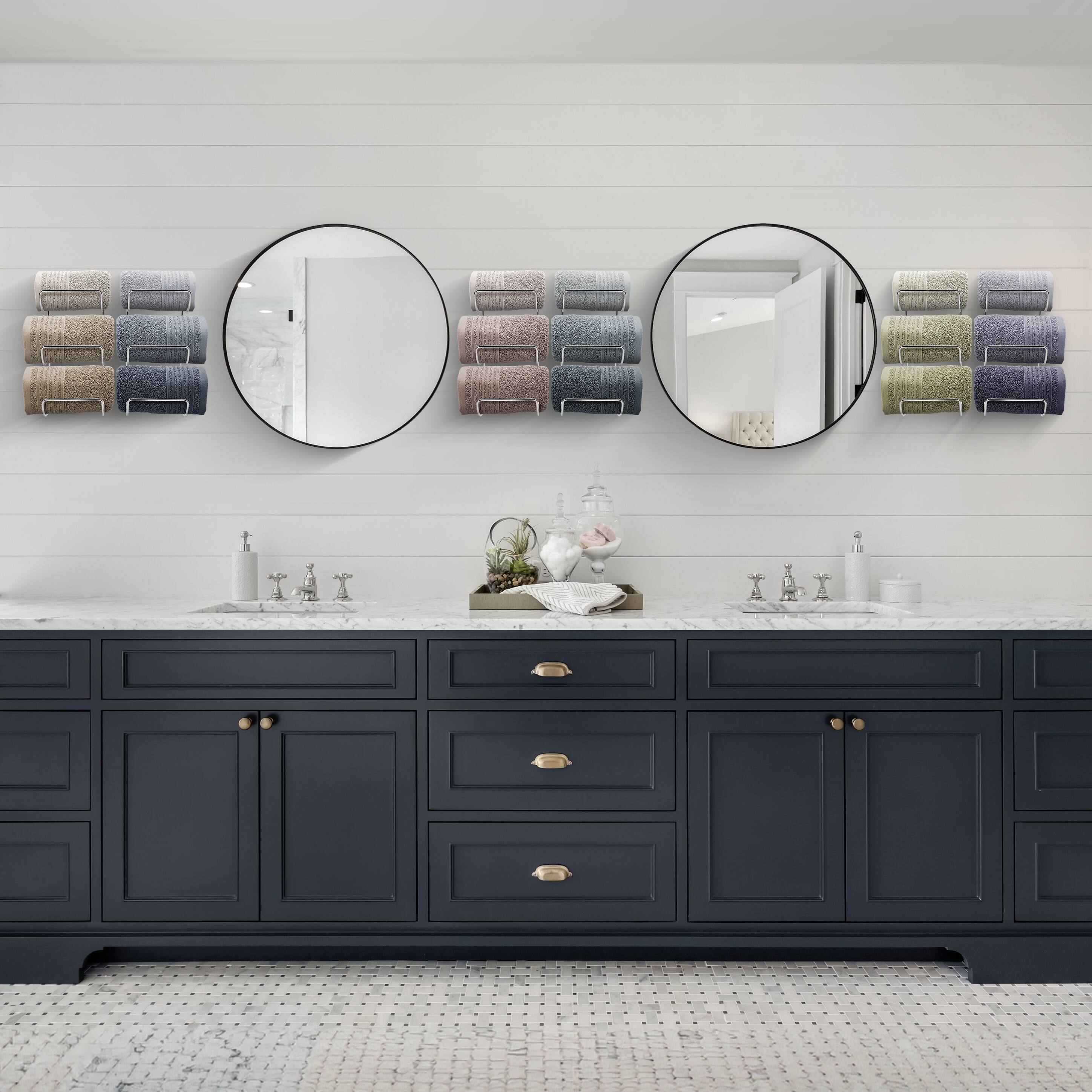 Alt View 2. Sorbus - Sorbus Towel Holder for Bathroom Wall - 12 Level Wall Mounted Towel Rack Shelves for Rolled Bath Towels, Washcloths - Silver.