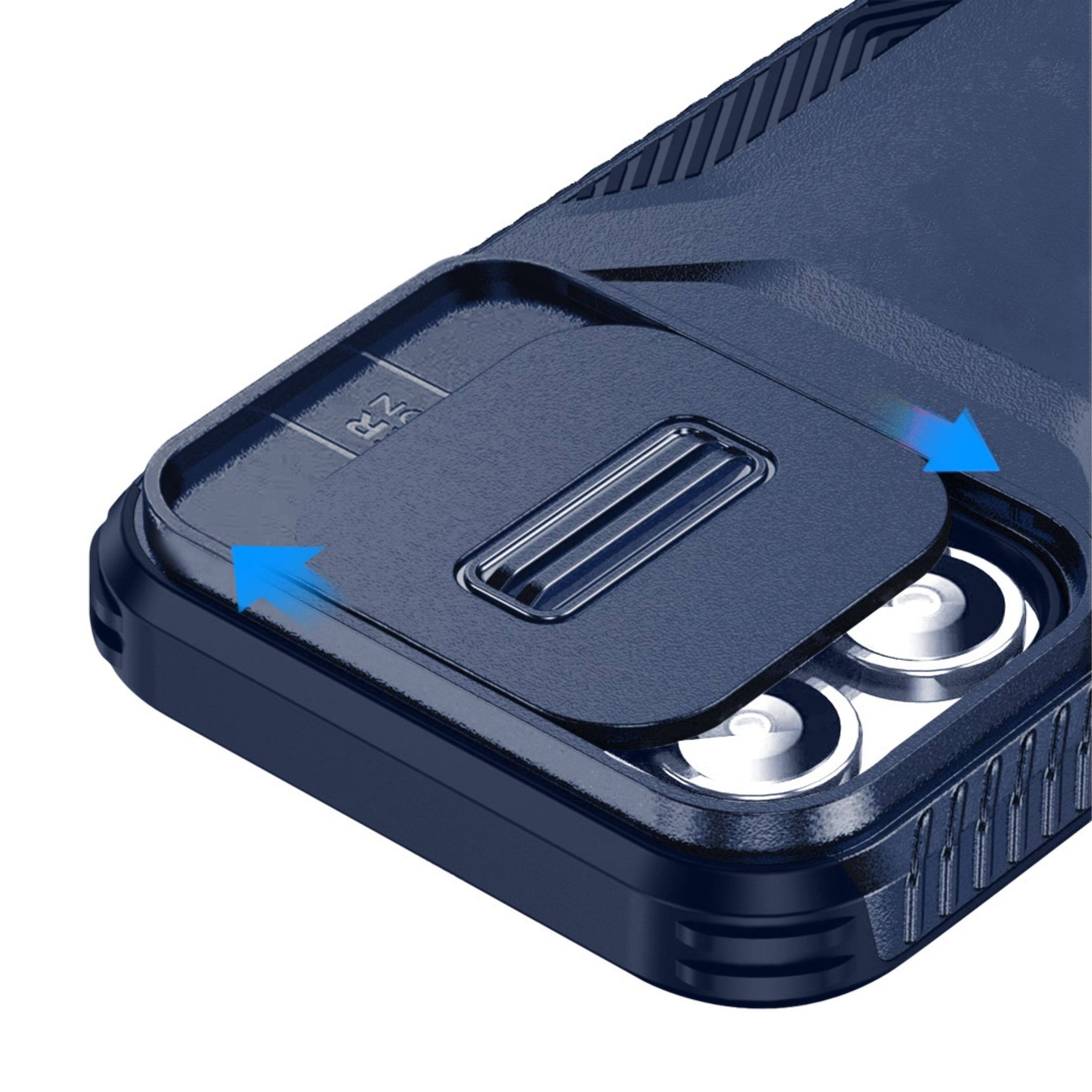 Kitcheniva Rugged Side Grip Sliding Lens Cover Phone Case With Tempered ...
