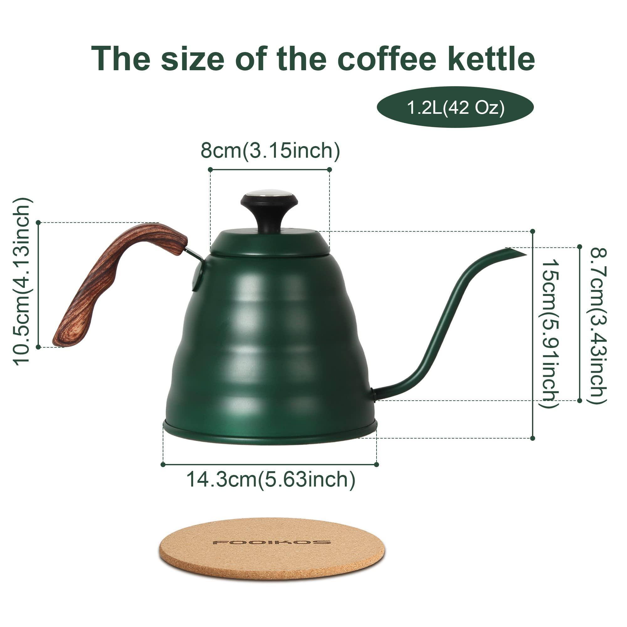 The size of the coffee kettle

- 10.5cm (4.13 inch)
- 1.2L (42 Oz)
- 8cm (3.15 inch)
- 14.3cm (5.63 inch)
- 15cm (5.91 inch)
- 8.7cm (3.43 inch)