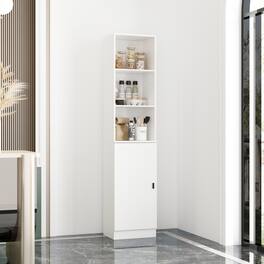 Famapy - Tall Storage Cabinet: Adjustable Shelves + Anti - Tipping Safety - White
