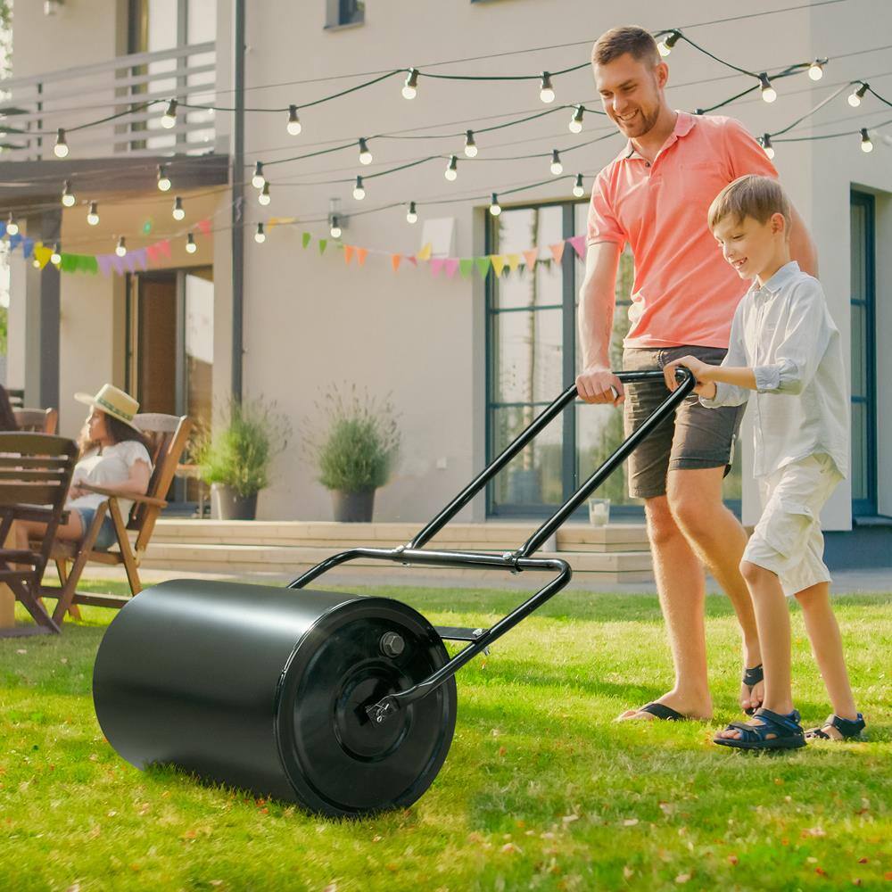 Alt View 3. Winado - 43 in Lawn Roller Cylindrical Garden Yard Roller Filled with Water Steel Black.