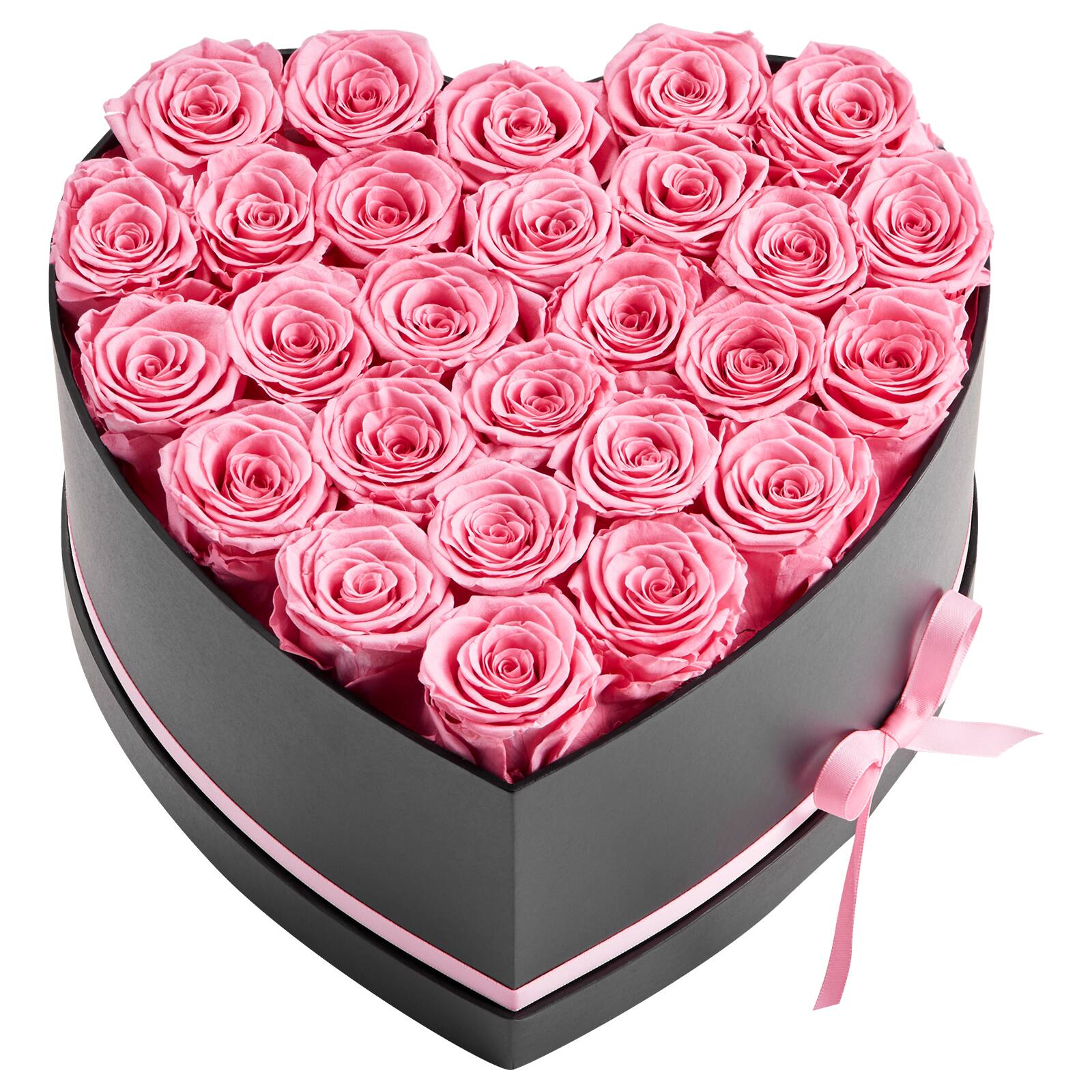 Alt View 5. VEVOR - Forever Flowers, 27 Preserved Roses in a Heart Shape Box, Eternal Flowers Immortal Bouquet Birthday Present for Women - Pink, Black.