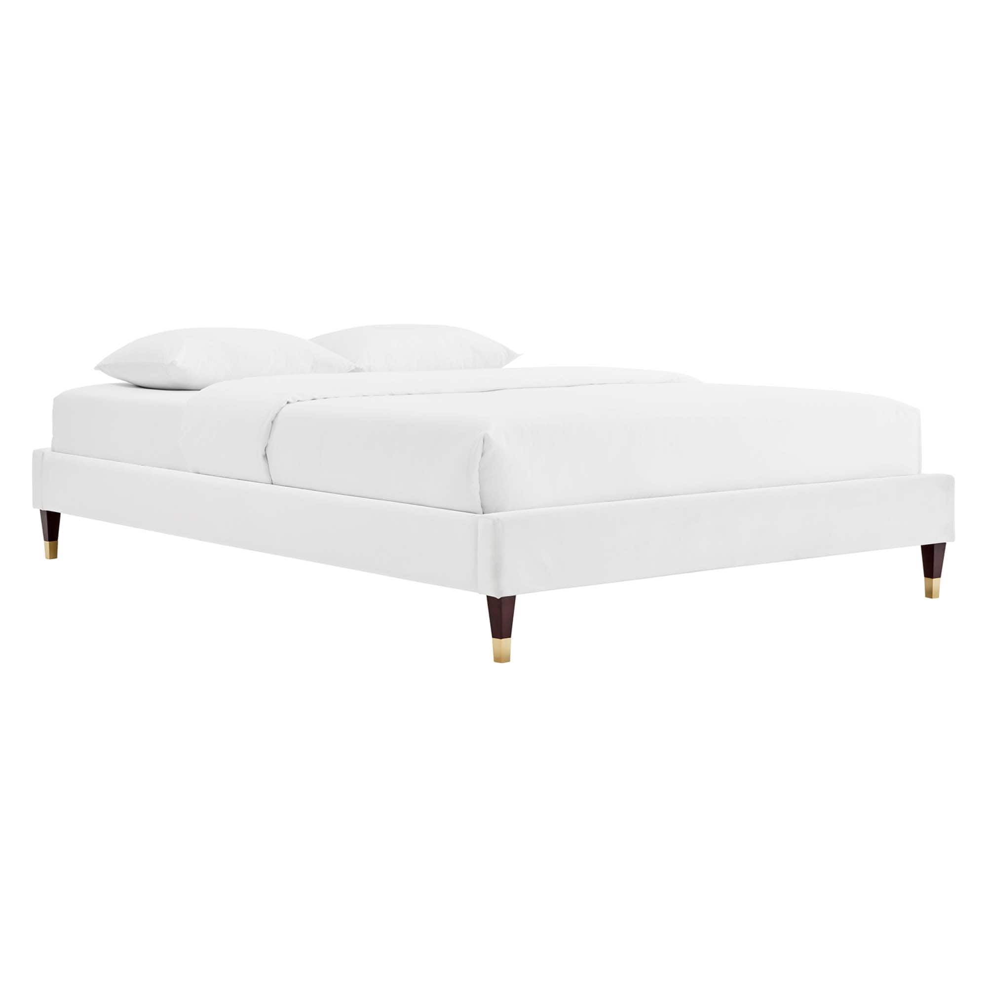 Modway - Harlow Performance Velvet King Platform Bed Frame - White