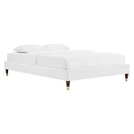 Modway - Harlow Performance Velvet King Platform Bed Frame - White