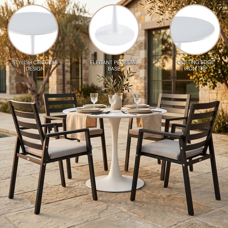 STYLISH CIRCULAR DESIGN  
ELEGANT PEDESTAL BASE  
CUTTING EDGE IRON TOP