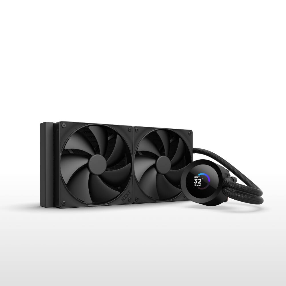 NZXT - Kraken Plus 280mm Radiator CPU Liquid Cooler (2 x 140mm F140P Fans) with 1.54" Square LCD - Black