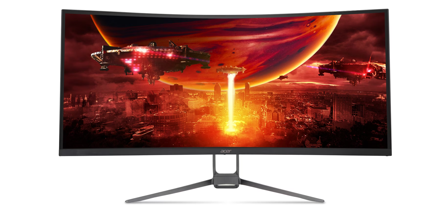 Front. Acer - Nitro Premium Gaming Monitor 34” Curved QHD 180Hz 1ms FreeSync (DisplayPort, HDMI) - Black - Black.