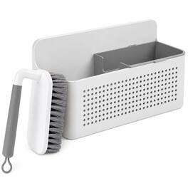 OU - Kitchen Sink Organizer Set, Wall Mounted Caddy with Removable Sponge Tray & Scrub Brush