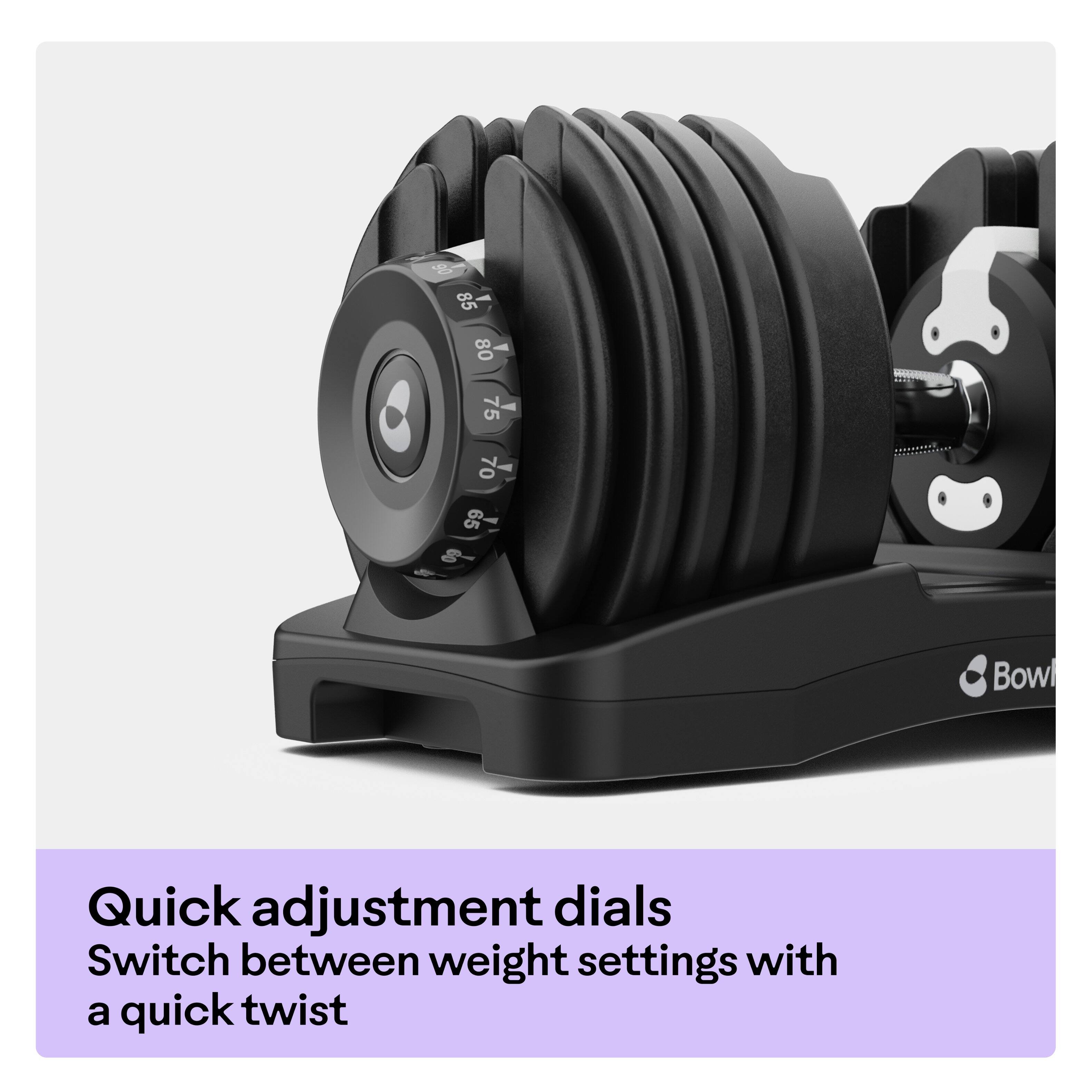 85 80 - 75 70 65 0g Bowl

Quick adjustment dials
Switch between weight settings with a quick twist
