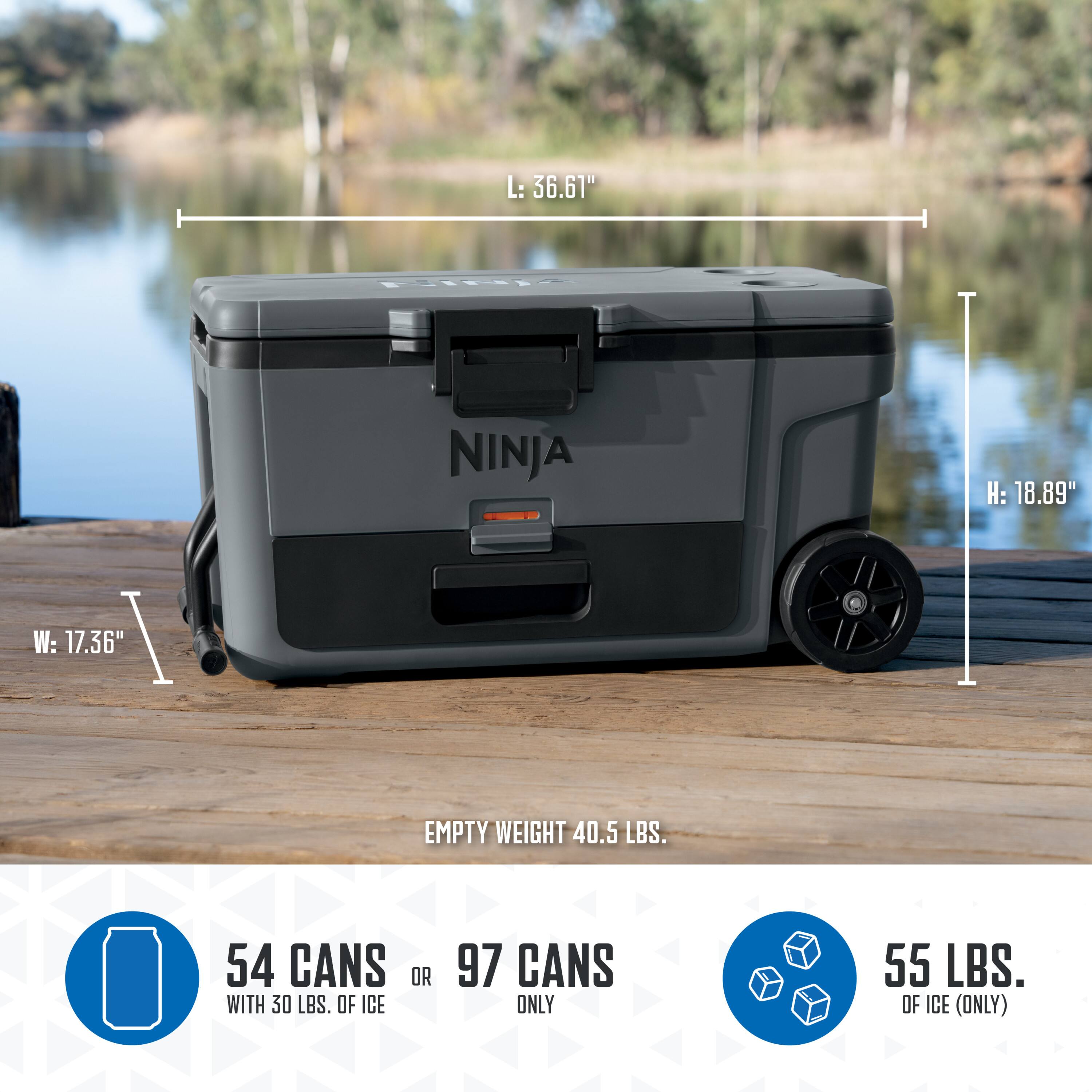 Ninja FrostVault 65 qt. Wheeled Cooler with Cold Dry Zone