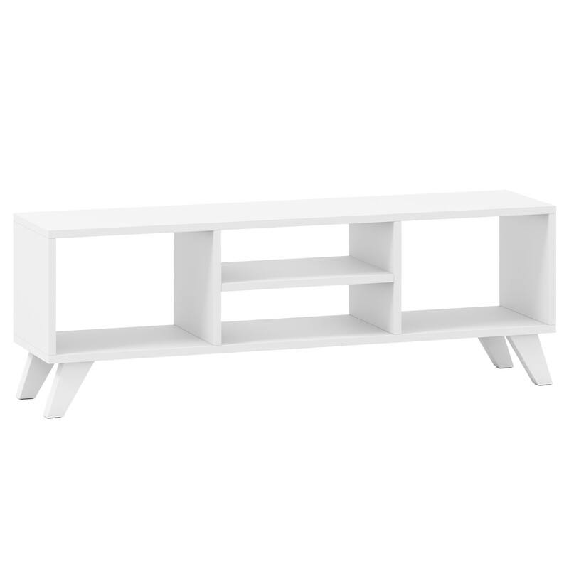 Alt View 3. WELLFOR - Modern TV Stand for TVs up to 55", Media TV Console Table with Raised Support Legs - White.