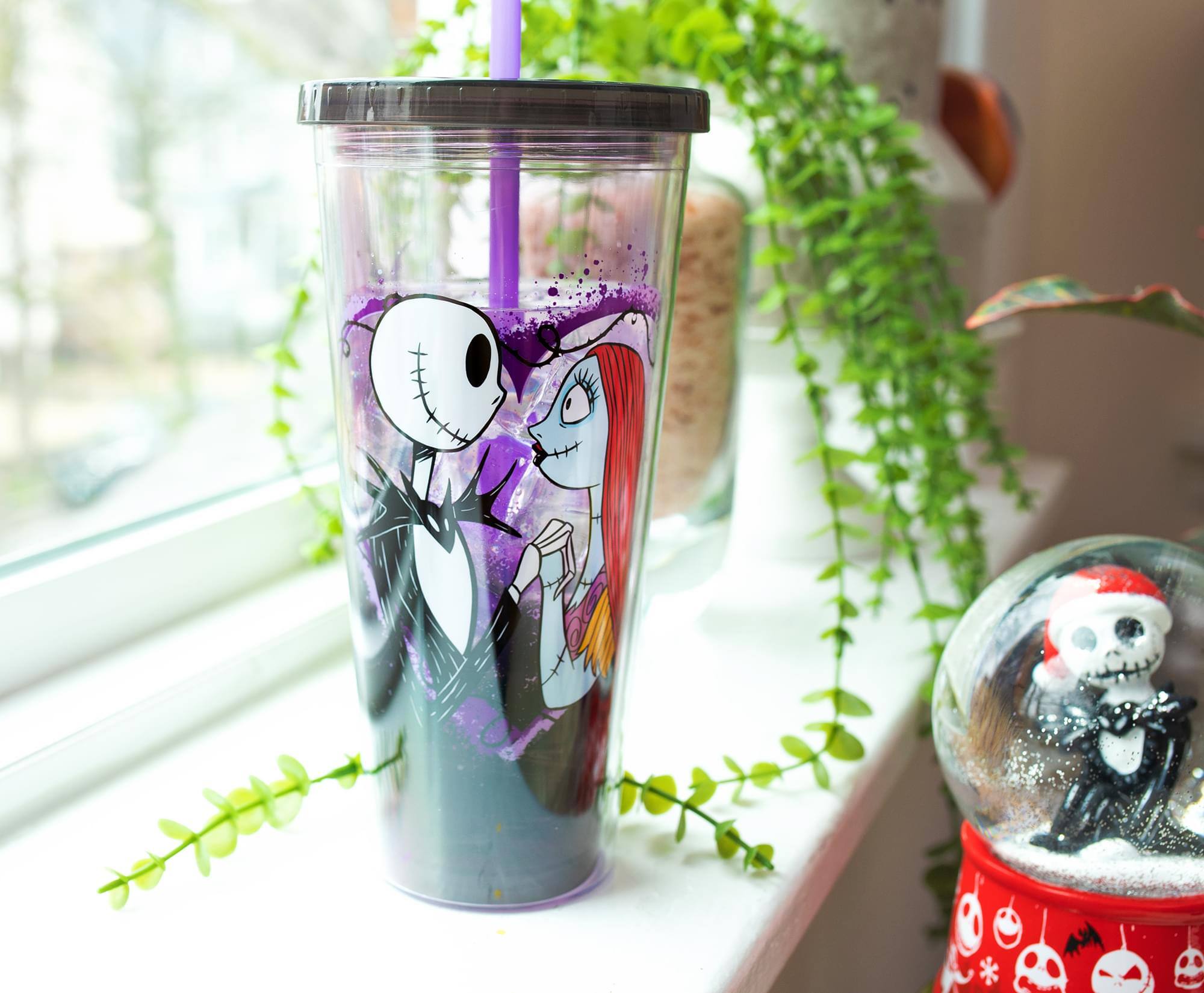 Alt View 4. Disney - Disney The Nightmare Before Christmas Acrylic Carnival Cup with Lid and Straw - Purple.