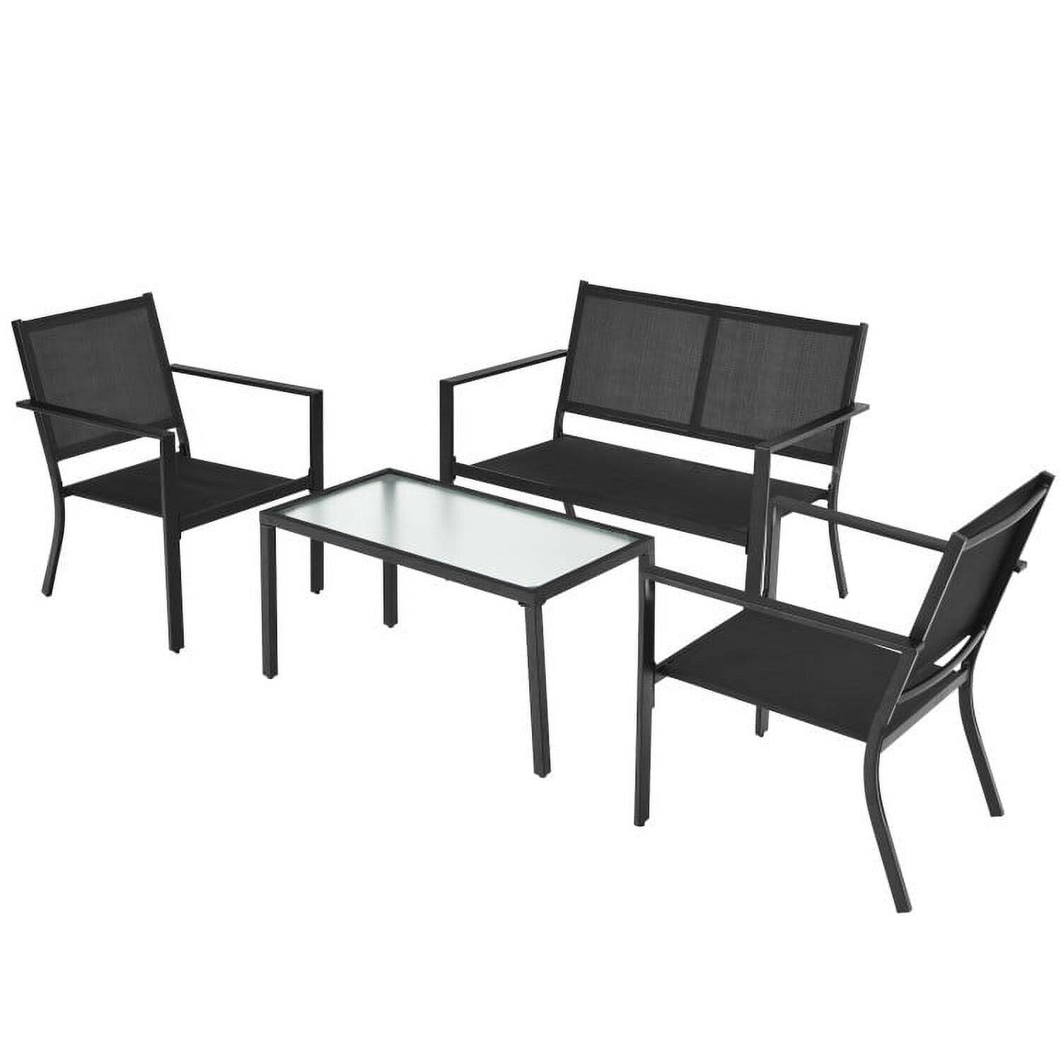 Alt View 1. Kadyn - 4 PCS Patio Furniture Set Sofa Coffee Table Steel Frame, Small Patio Conversation Furniture Set - Black.