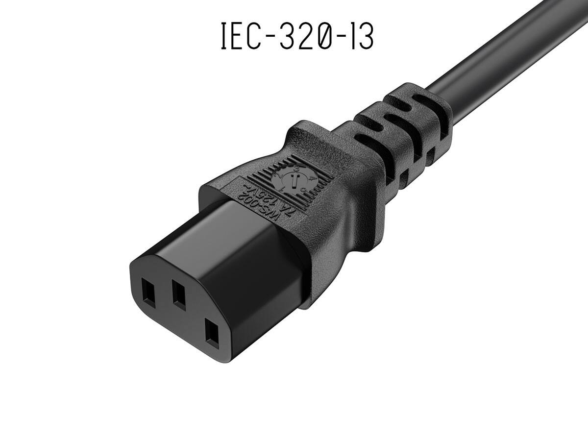 Alt View 1. Cable Leader - IEC C13 Power Cord with Japan JIS 8303 Plug, Ground Lead, 7A 125V for Computer, Monitor, Server - Black.