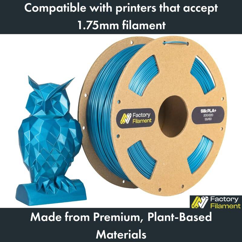 Compatible with printers that accept 1.75mm filament

Factory Filament SilkPLA+ 200/220 5560 IN

Made from Premium, Plant-Based Materials