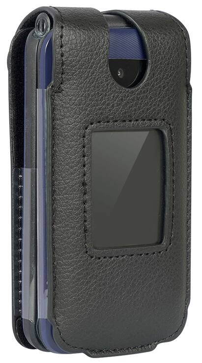Alt View 2. Nakedcellphone - Case for AT&T Cingular Flex 2 / Cricket Debut Flex / Tracfone BLU Flex Flip Phone - Vegan Leather with Belt Clip - Black.