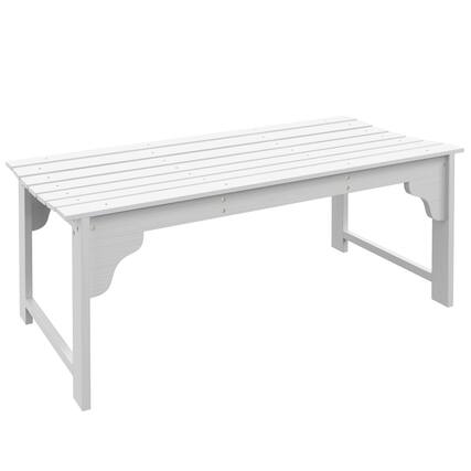 Front. AOOLIVE - Outsunny Wooden Garden Bench,Outdoor Park Bench with Slatted Seat,Backless Front Porch Bench with Curved Seat,White - White.