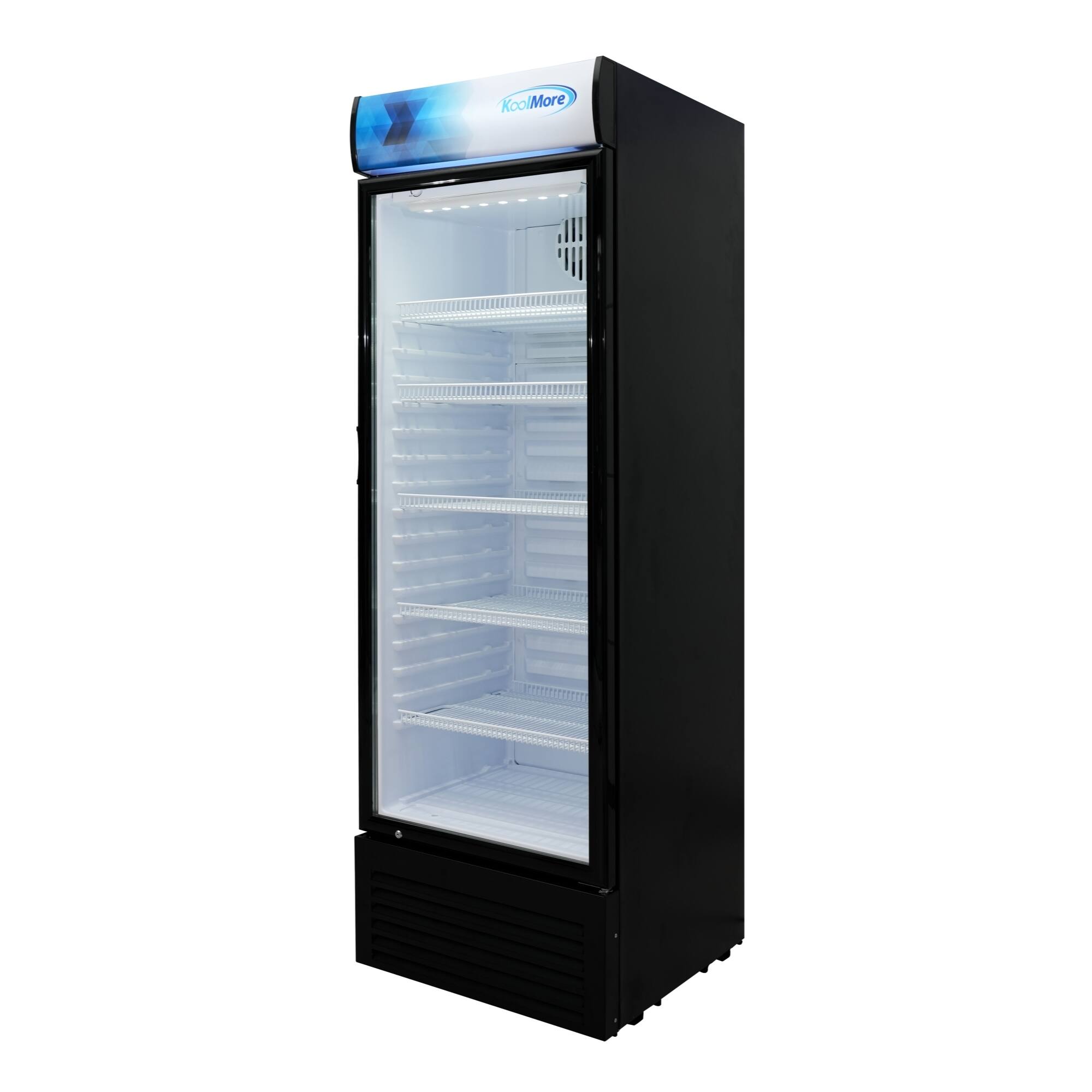Alt View 3. Koolmore - 26 in. Commercial Merchandiser Refrigerator with LED Lights, 15 Cu. Ft. in Black (KM-MDR-1GD-15C) - Black.