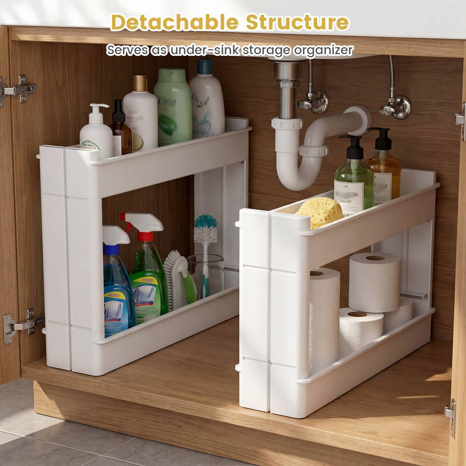 Detachable Structure  
Serves as under-sink storage organizer