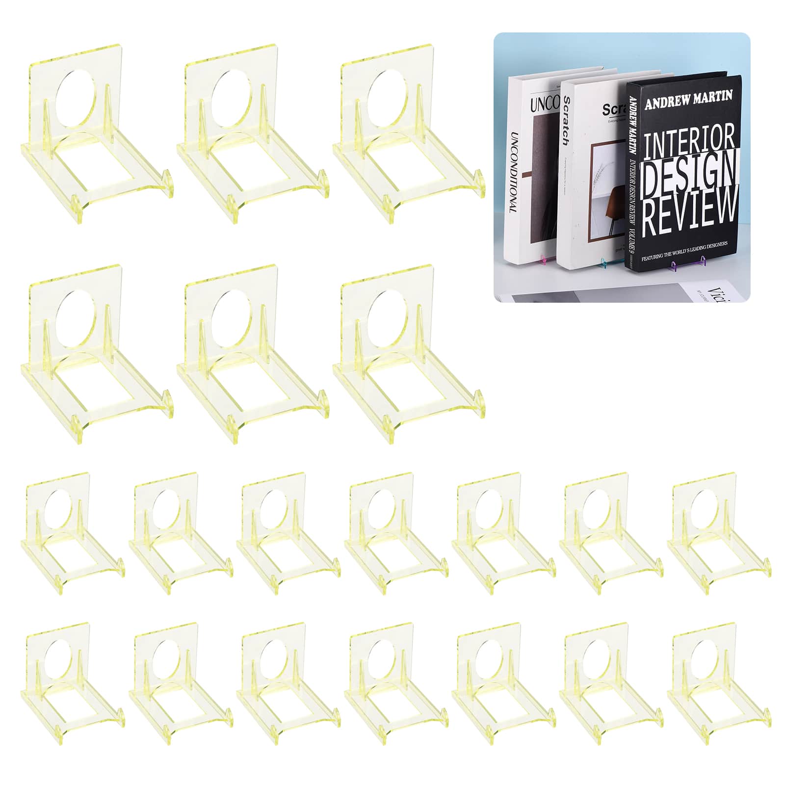 Unique Bargains - 20pcs Book Display Stands, 2" Adjustable Display Holder Mini Clear Easel Collector Stand for Comics, Magazines, DVDs