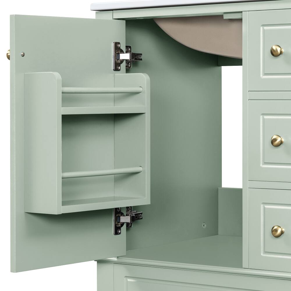 Alt View 10. Loheer - Loheer 24 Inch Bathroom Vanity with Sink Green Freestanding Vanity Cabinet Modern Sink Cabinet for Small Bathrooms - Green.