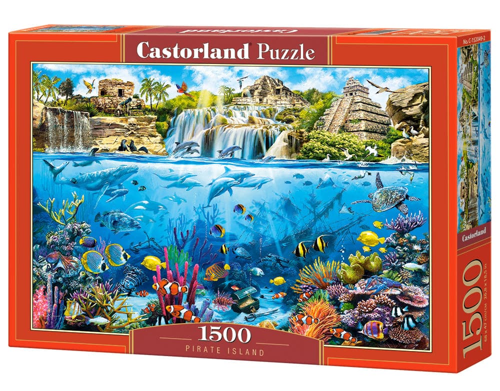 1500 Piece Jigsaw Puzzles, Pirate Island, Ocean and coral life, Adult Puzzles, Castorland C-152049-2 - Red