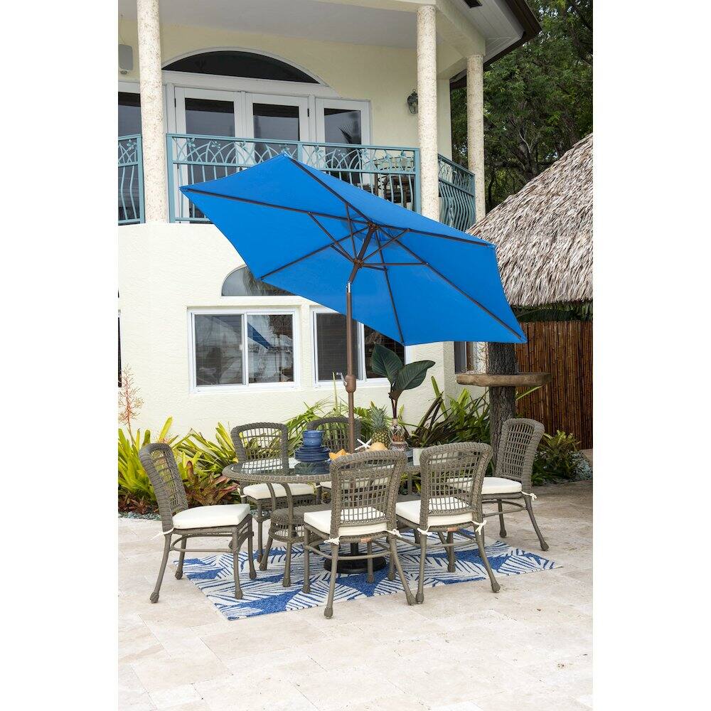 Left. Panama Jack Outdoor - Panama Jack Blue 9 Ft Alum Patio Umbrella W/Crank - Blue.