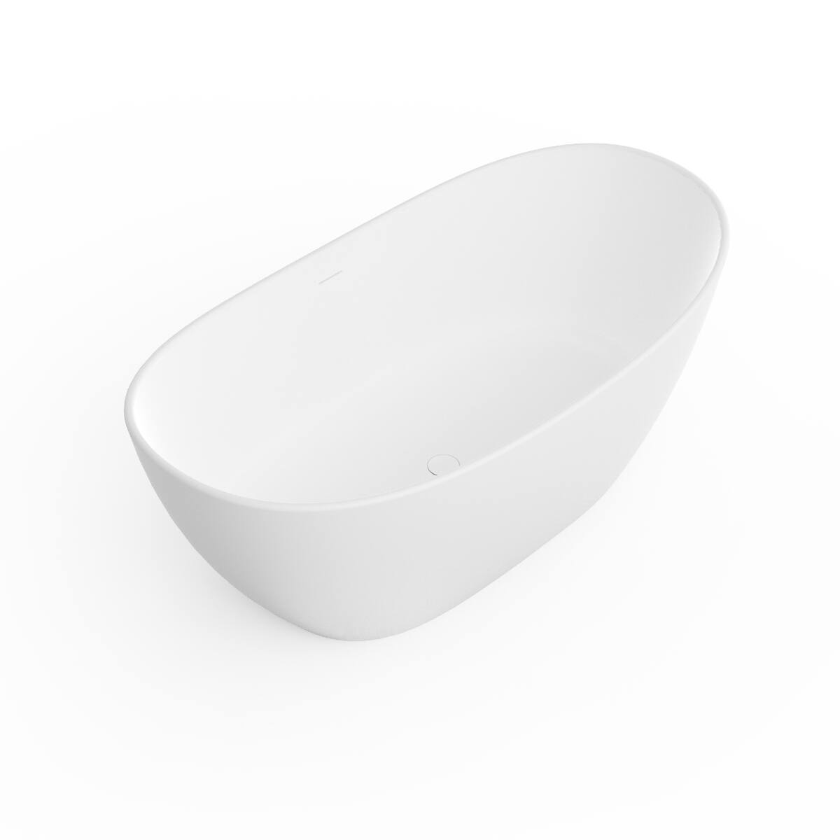 Alt View 3. Loheer - Loheer Solid Surface Freestanding Bathtub, Matte White Soaking Tub with Center Drain, 65 in - Matte White.