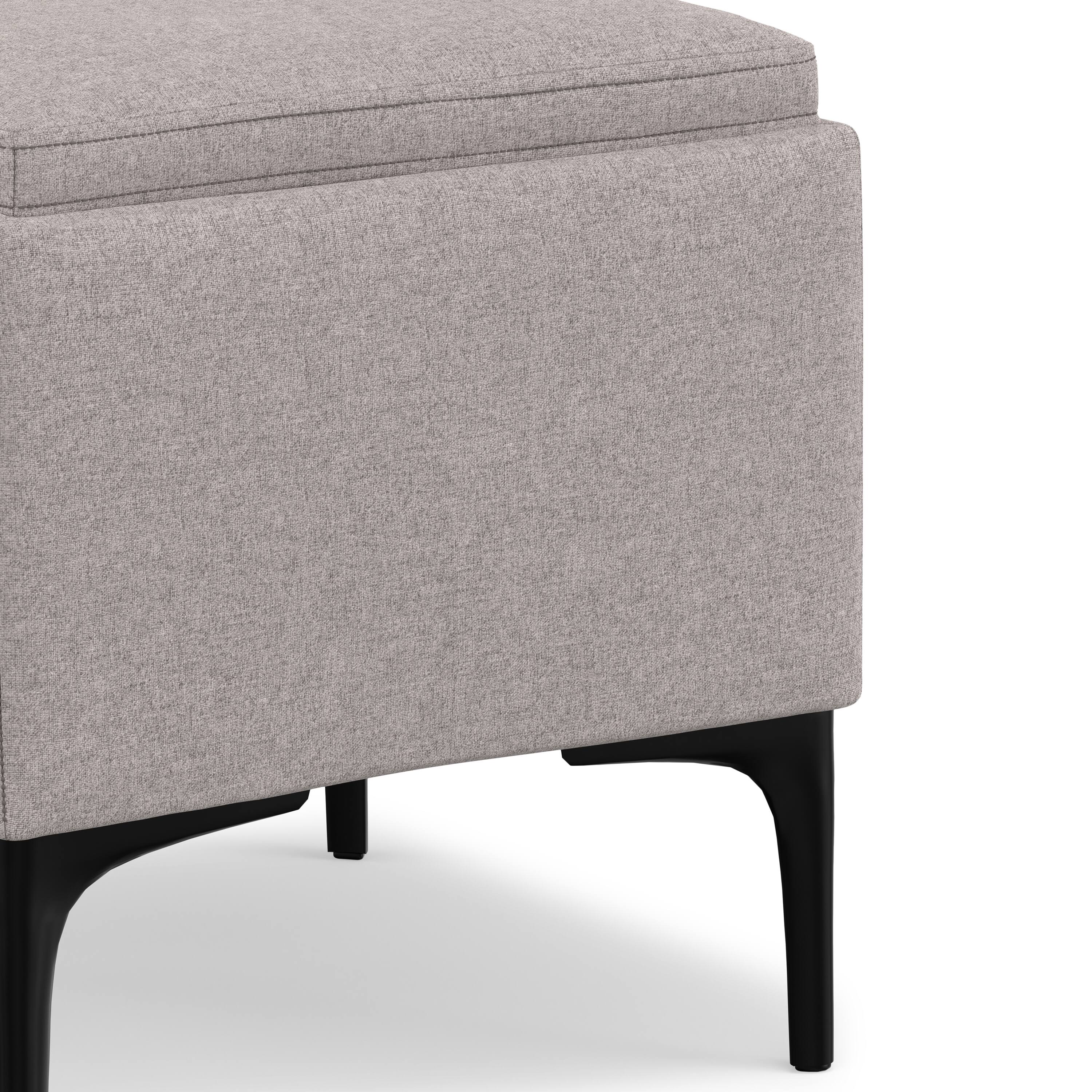 Alt View 7. Simpli Home - Natasha 18 inch Wide Mid Century Square Mid Century Storage Ottoman with Tray in Cloud Grey Polyester Linen, Assembled - Cloud Grey.