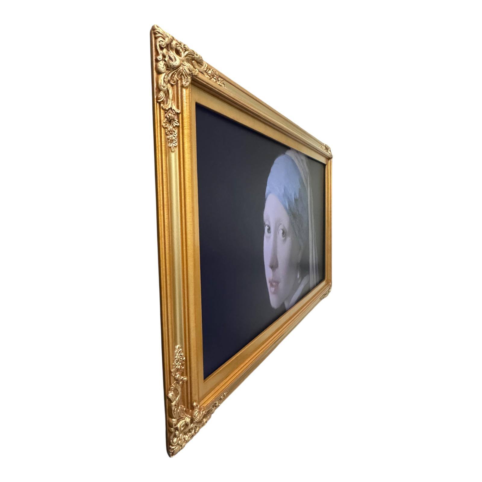 Angle. LAREDO FRAME FACTORY - 32 inch Handmade ornate Tv frame for Samsung The Frame tv and Frame Pro Model - LIGHT GOLD.