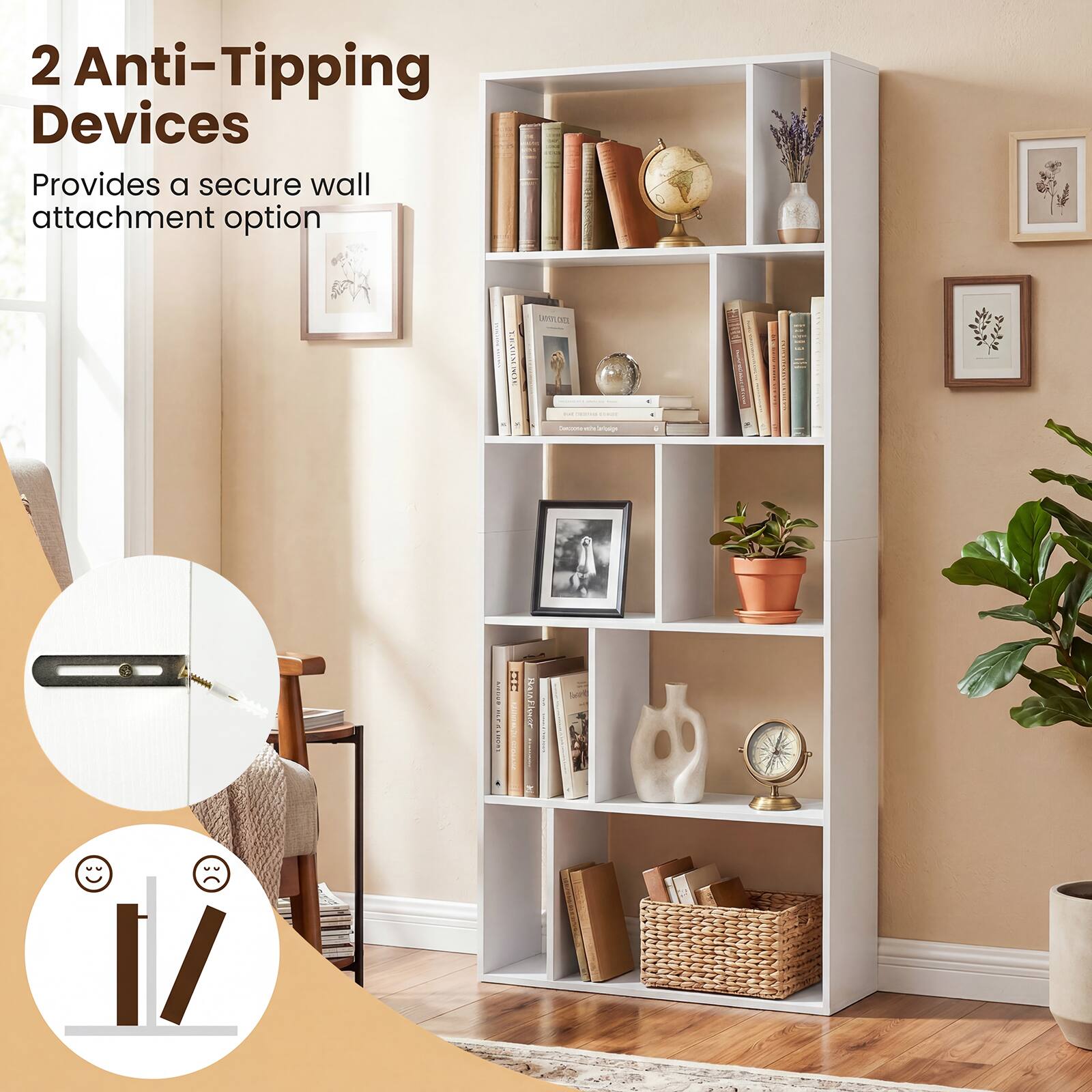2 Anti-Tipping Devices  
Provides a secure wall attachment option