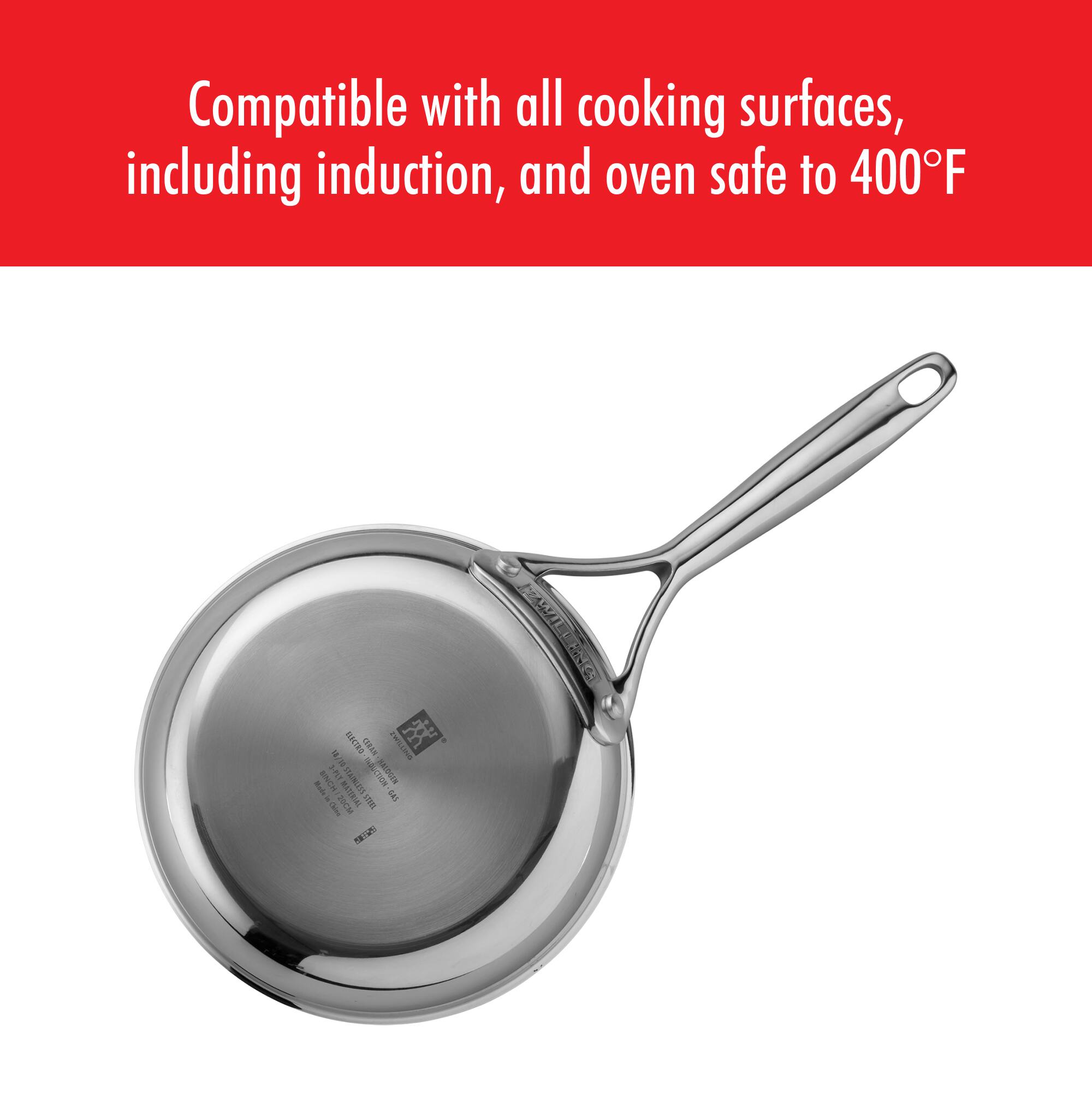 Compatible with all cooking surfaces, including induction, and oven safe to 400°F