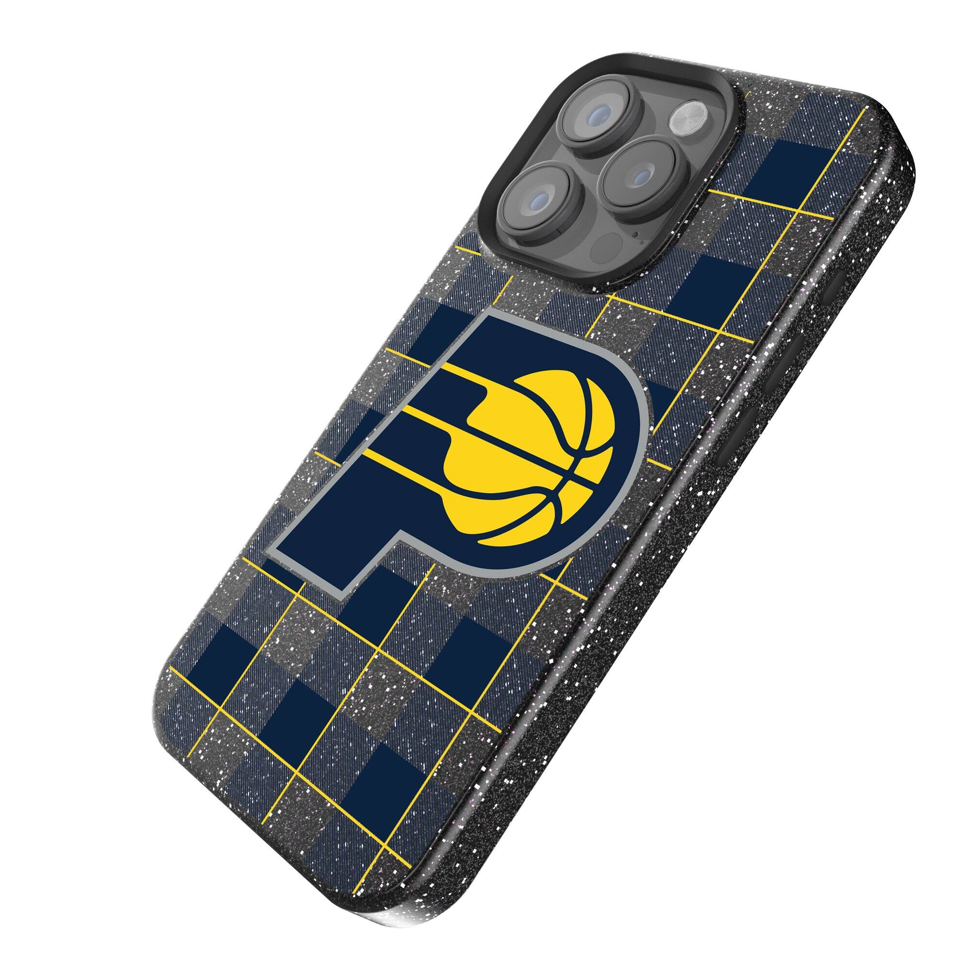 Alt View 1. Keyscaper - Indiana Pacers Plaid Bling iPhone Case - 15 - Black.