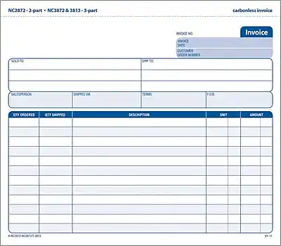 Adams - 2-Part Carbonless Invoices, 8-1/2" x 7-7/16", 50 Sets/Book (NC2872-50) - Multicolor