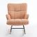Angle. FERPIT - FERPIT Teddy Upholstered Wingback Rocking Accent Chair with Rubberwood Legs, Light Brown - Light Brown.