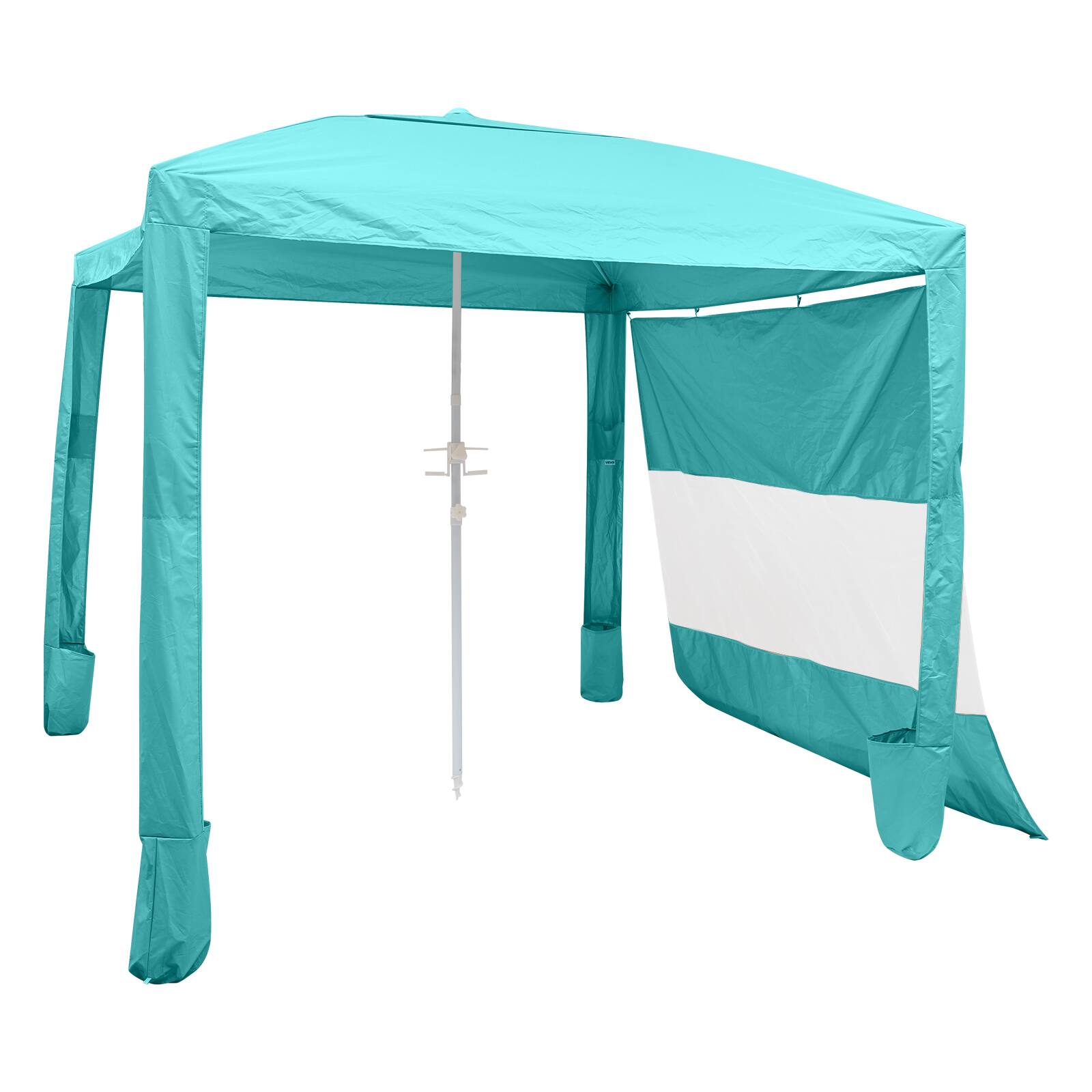 Alt View 5. VEVOR - Beach Cabana, 8 x 8 ft Beach Canopy with Side Wall, UPF 50+ Protection Easy Setup Cabana Tent with Sand Pockets - Light green solid color.