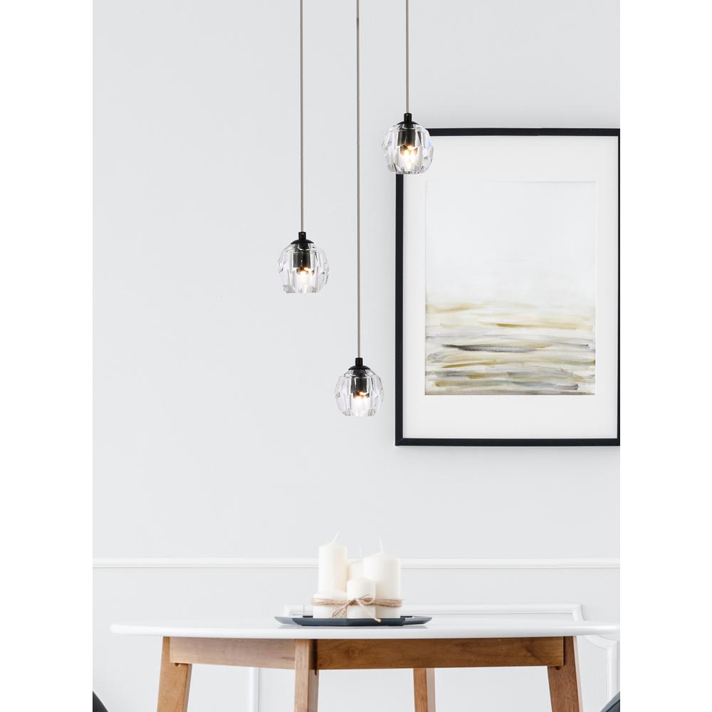 Left. Elegant Lighting - Eren 3 lights Black pendant - Black.