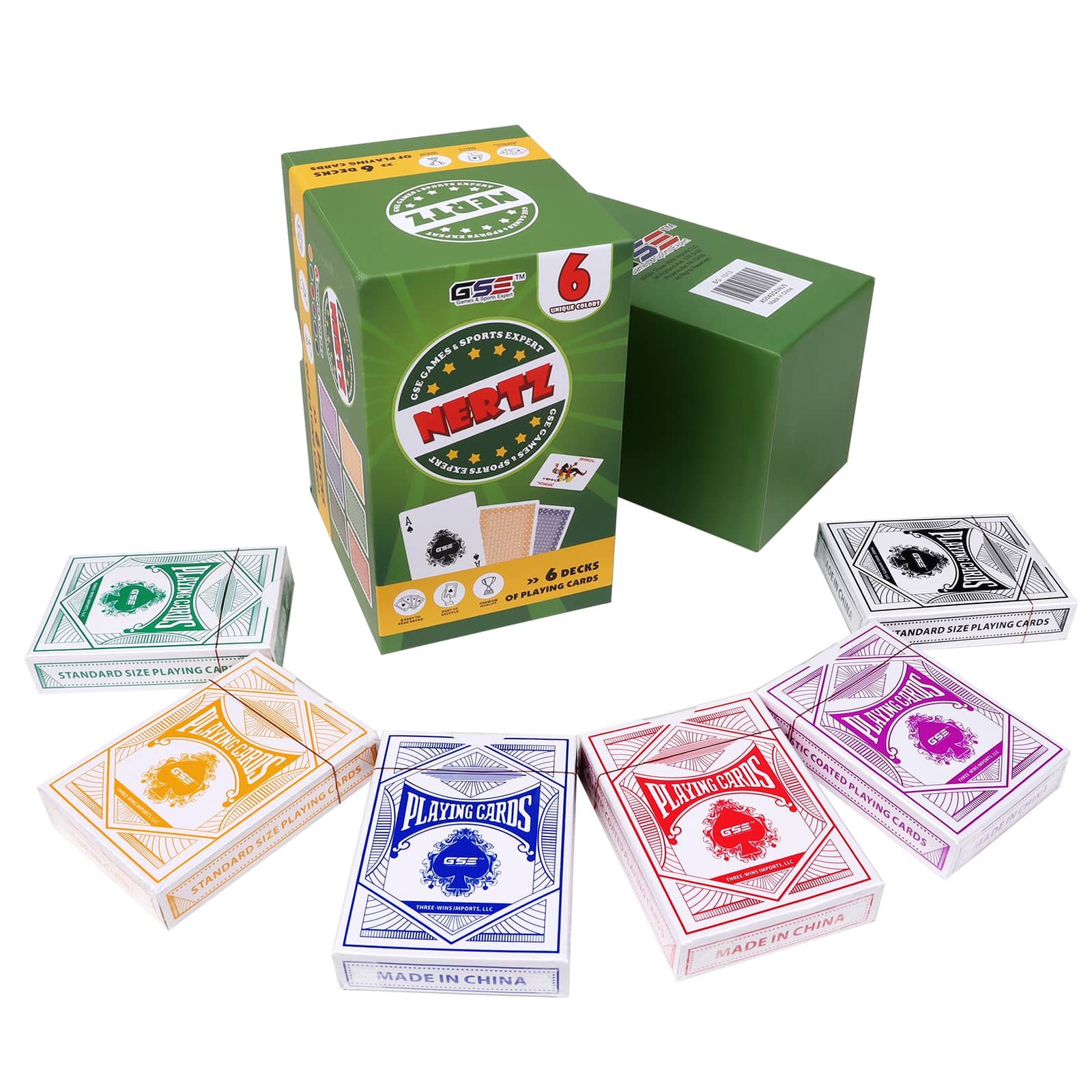 GSE Games & Sports Expert 6 Decks Multi colored Nertz Cards
