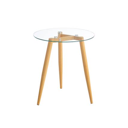 Front. Danya B - Van Beuren Side Table with Taper Legs and Clear Glass Tabletop - Beech - Beech, Clear.