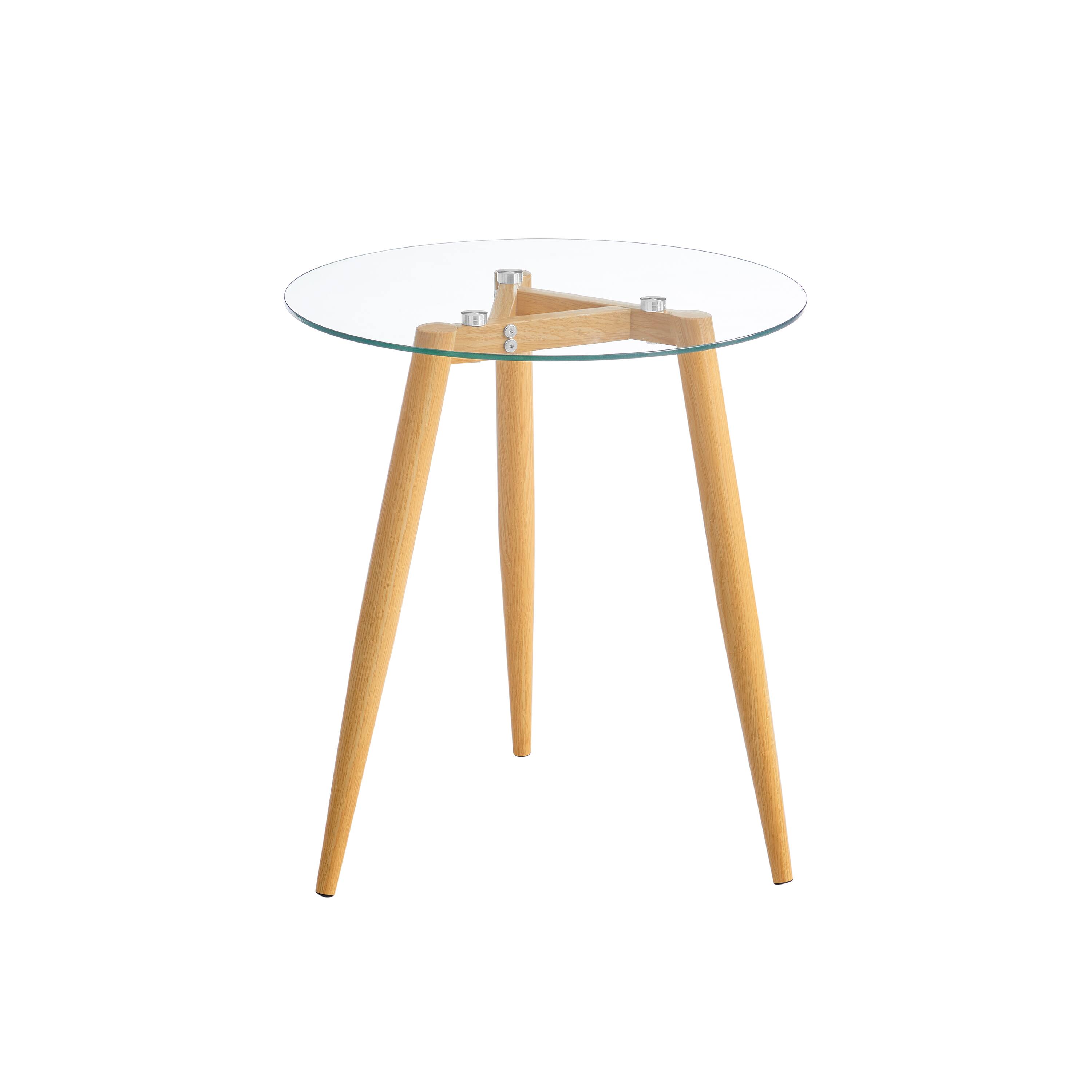 Front. Danya B - Van Beuren Side Table with Taper Legs and Clear Glass Tabletop - Beech - Beech, Clear.