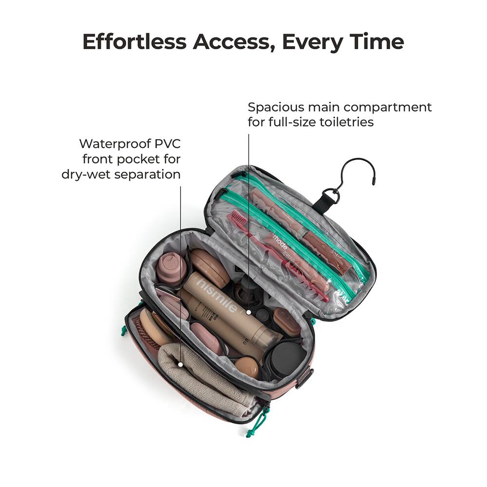 Effortless Access, Every Time

Spacious main compartment for full-size toiletries

Waterproof PVC front pocket for dry-wet separation

hismile UU

rhode

WOR