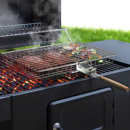 Front. Sorbus - Sorbus Grill Basket - Stainless Steel Large Folding Barbecue Grilling Basket with Handle, Portable BBQ Accessories - Silver.