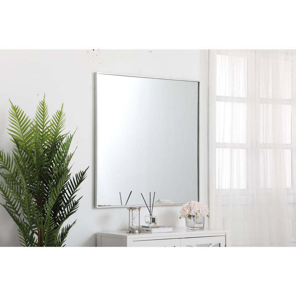 Alt View 6. Elegant Decor - Metal frame square mirror 36 inch in silver - Silver.