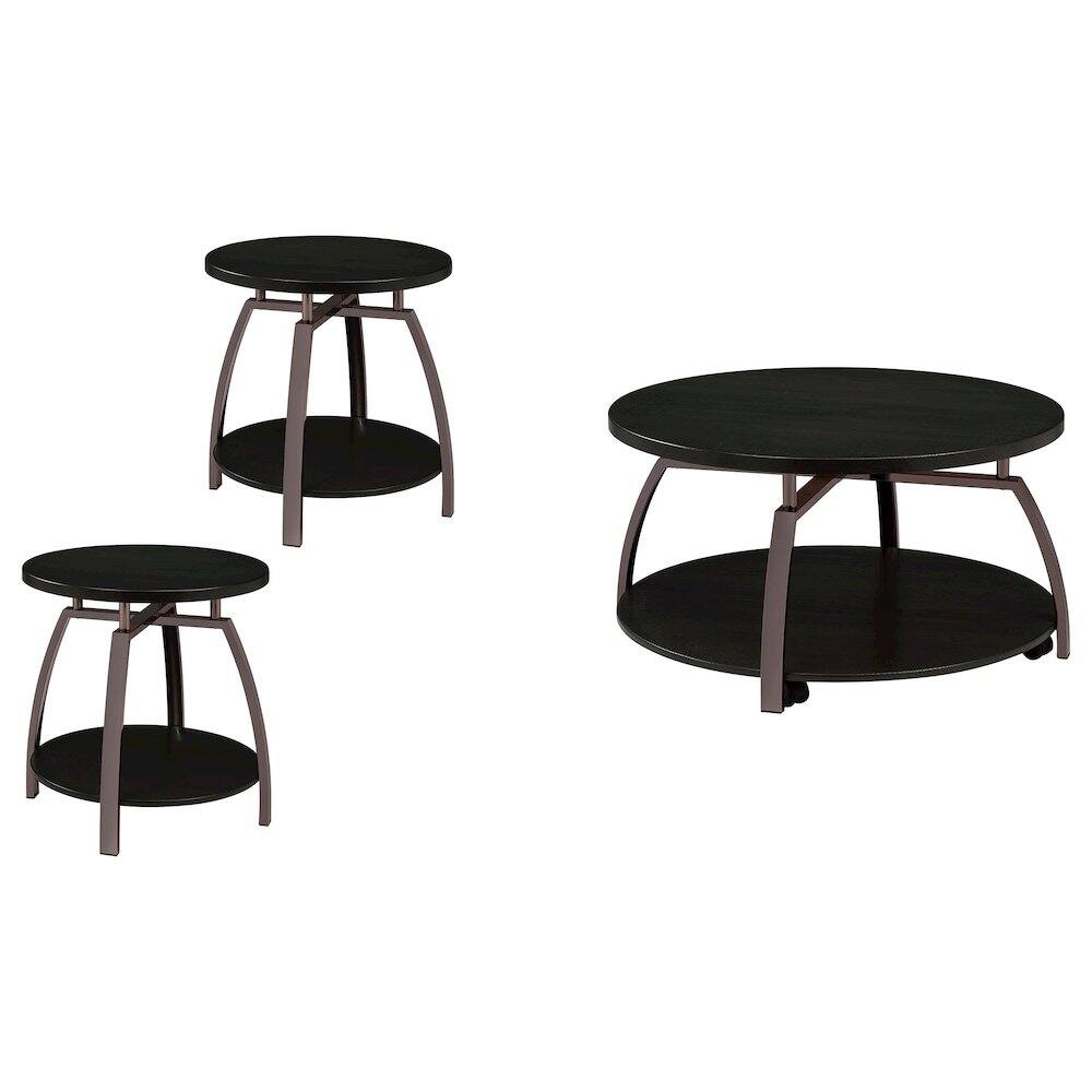 Front. Coaster Co. of America - Dacre 3-piece Round Coffee and End Table Set Dark Charcoal - Grey.